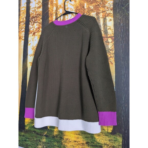 T By Talbots Color Block Sweater Cardigan Green Purple Women's L Colorful Snaps - Picture 15 of 16